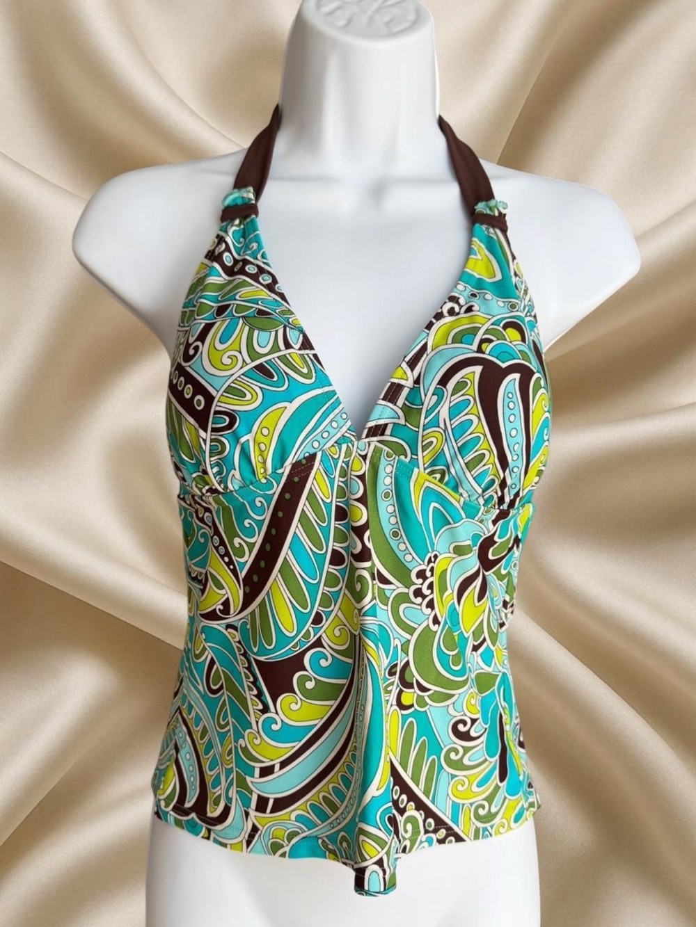Malibu Blue Turquoise Green Brown Patterned Swimwear